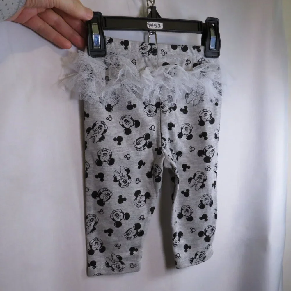 Baby Minnie Mouse Disney 2pc bodysuit & leggings 3-6mts glittered, tulle accent